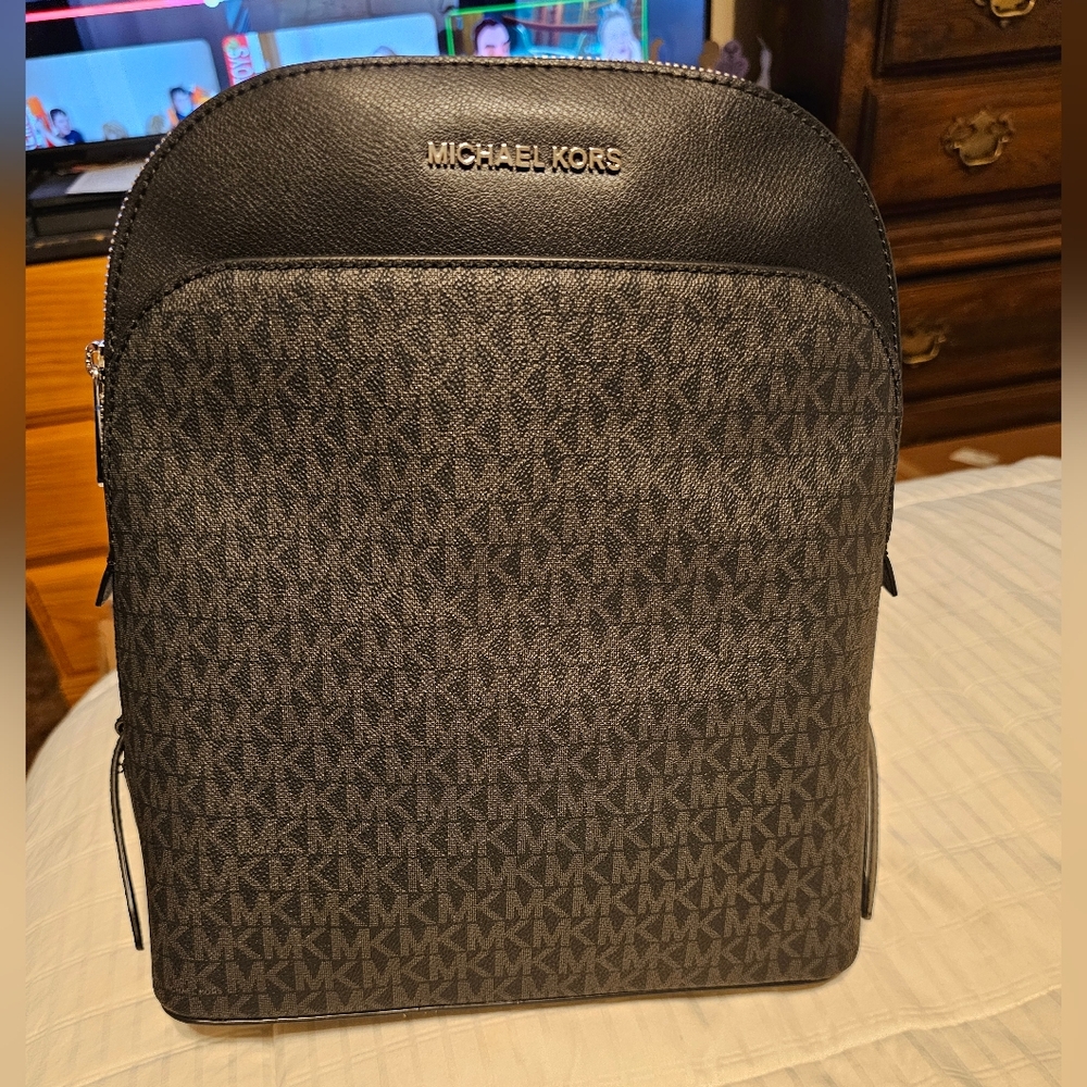 Michael Kors Black and Gray Designer Backpack